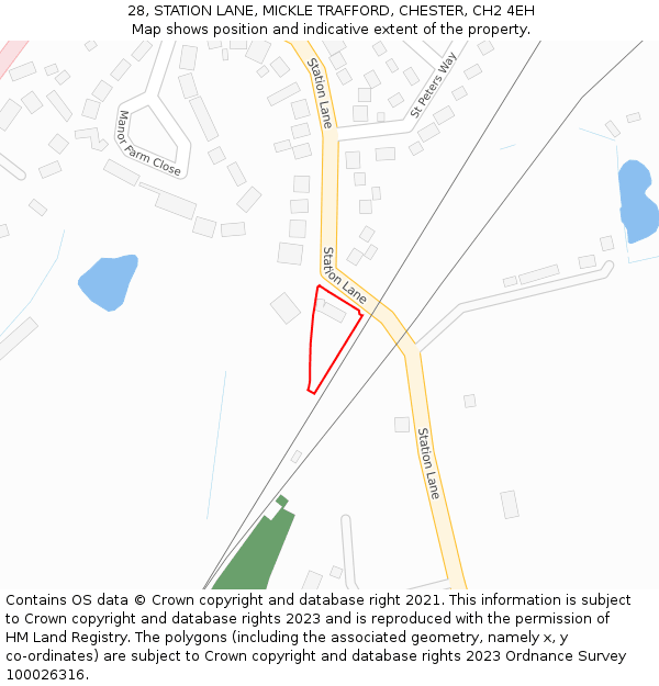 28, STATION LANE, MICKLE TRAFFORD, CHESTER, CH2 4EH: Location map and indicative extent of plot