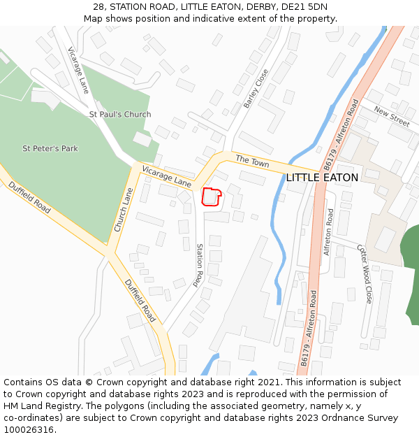 28, STATION ROAD, LITTLE EATON, DERBY, DE21 5DN: Location map and indicative extent of plot