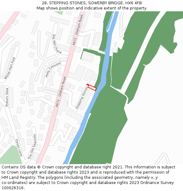 28, STEPPING STONES, SOWERBY BRIDGE, HX6 4FB: Location map and indicative extent of plot