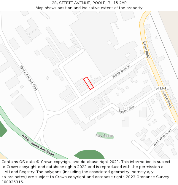 28, STERTE AVENUE, POOLE, BH15 2AP: Location map and indicative extent of plot