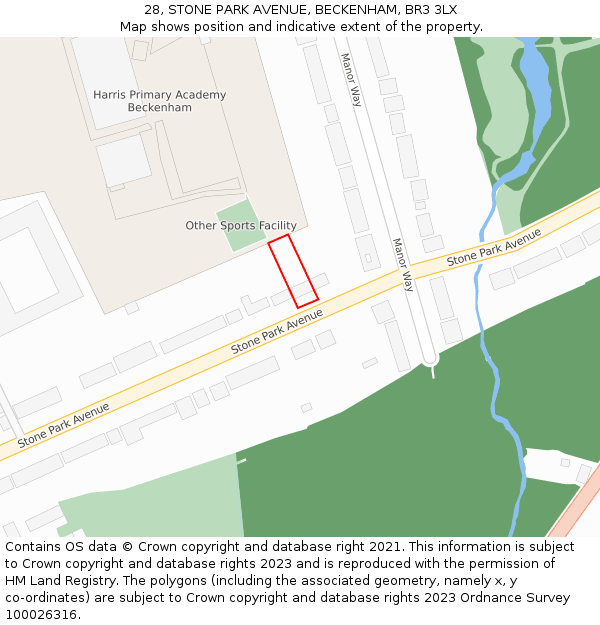 28, STONE PARK AVENUE, BECKENHAM, BR3 3LX: Location map and indicative extent of plot