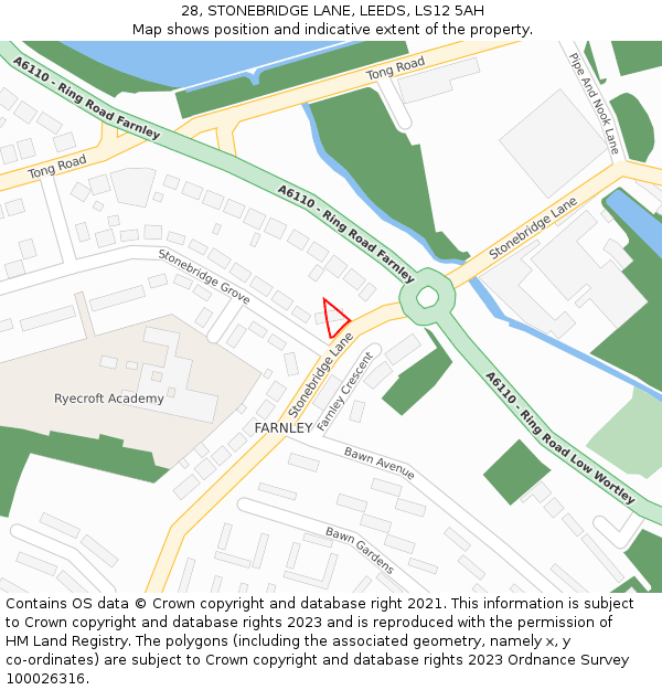 28, STONEBRIDGE LANE, LEEDS, LS12 5AH: Location map and indicative extent of plot