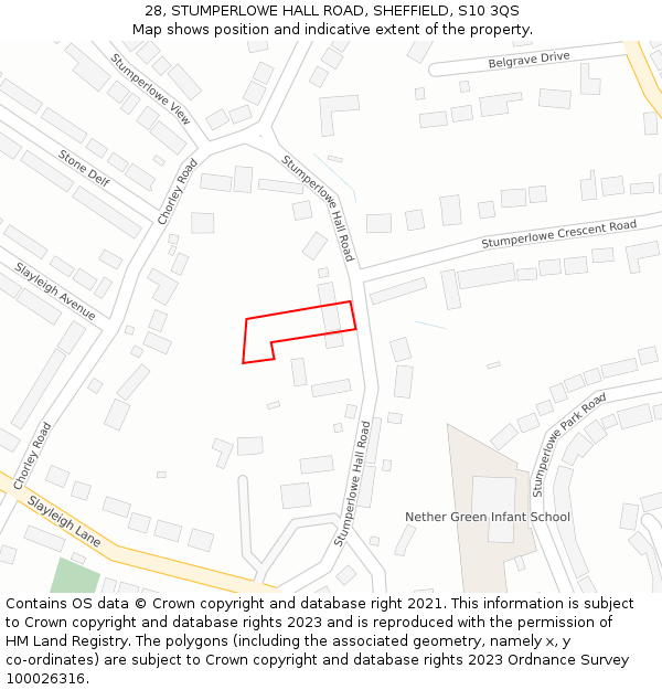 28, STUMPERLOWE HALL ROAD, SHEFFIELD, S10 3QS: Location map and indicative extent of plot