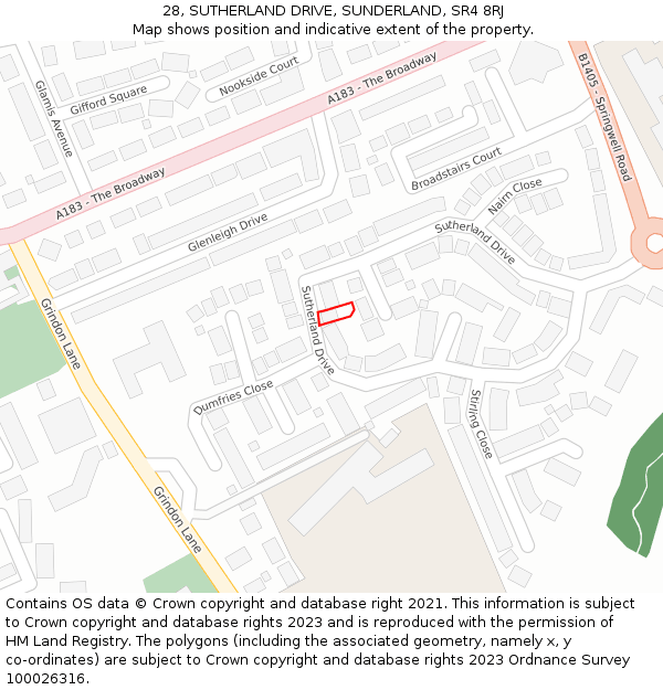 28, SUTHERLAND DRIVE, SUNDERLAND, SR4 8RJ: Location map and indicative extent of plot