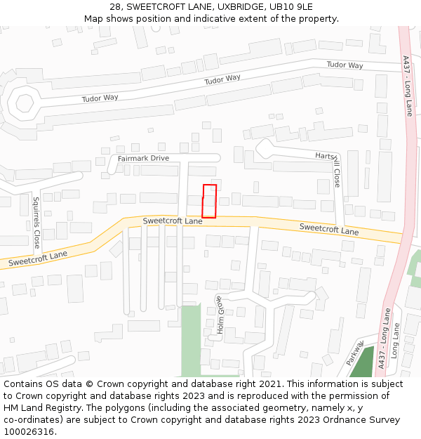 28, SWEETCROFT LANE, UXBRIDGE, UB10 9LE: Location map and indicative extent of plot