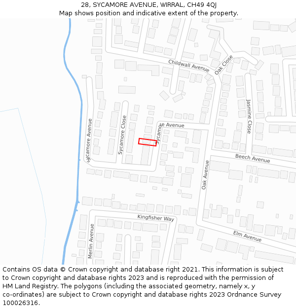 28, SYCAMORE AVENUE, WIRRAL, CH49 4QJ: Location map and indicative extent of plot