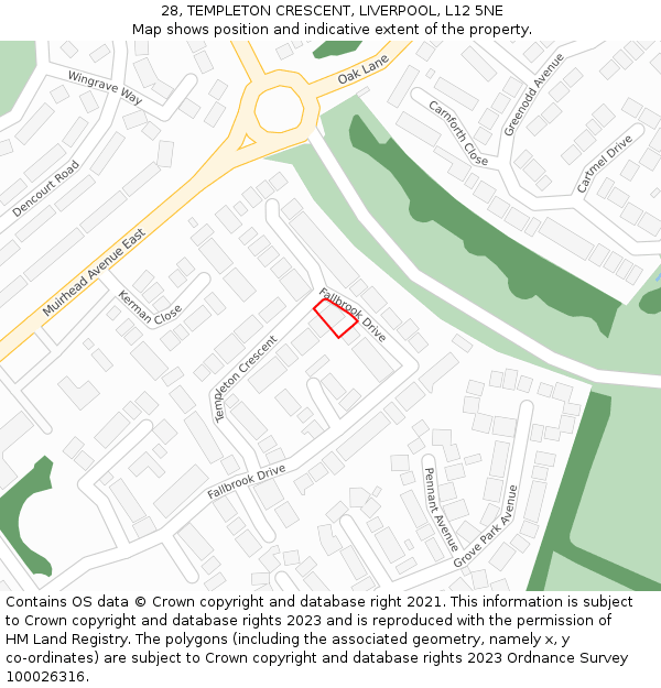 28, TEMPLETON CRESCENT, LIVERPOOL, L12 5NE: Location map and indicative extent of plot
