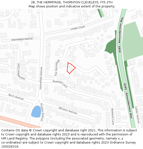28, THE HERMITAGE, THORNTON-CLEVELEYS, FY5 2TH: Location map and indicative extent of plot
