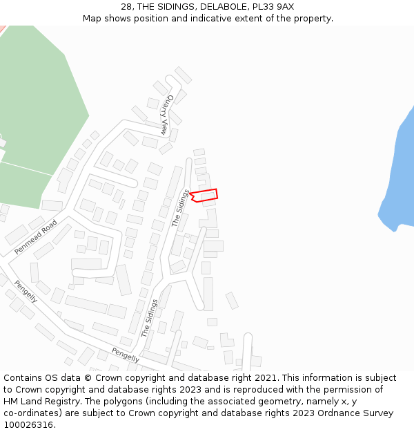 28, THE SIDINGS, DELABOLE, PL33 9AX: Location map and indicative extent of plot