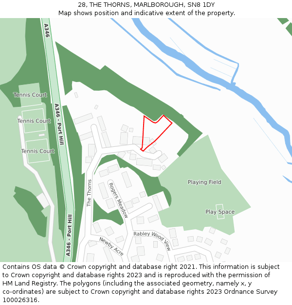 28, THE THORNS, MARLBOROUGH, SN8 1DY: Location map and indicative extent of plot