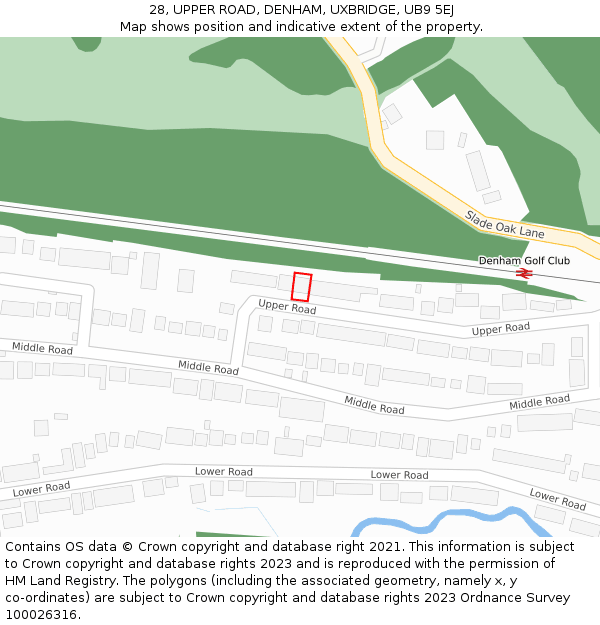 28, UPPER ROAD, DENHAM, UXBRIDGE, UB9 5EJ: Location map and indicative extent of plot