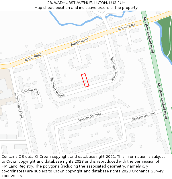 28, WADHURST AVENUE, LUTON, LU3 1UH: Location map and indicative extent of plot