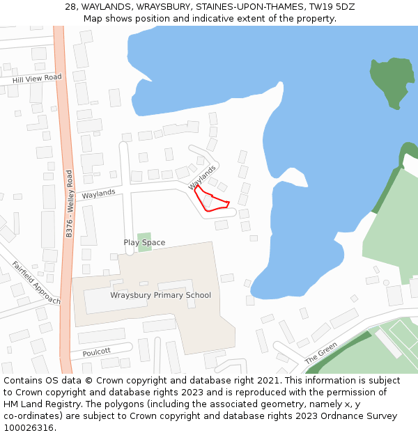 28, WAYLANDS, WRAYSBURY, STAINES-UPON-THAMES, TW19 5DZ: Location map and indicative extent of plot