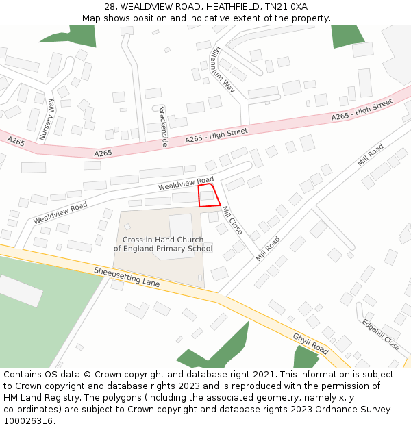 28, WEALDVIEW ROAD, HEATHFIELD, TN21 0XA: Location map and indicative extent of plot