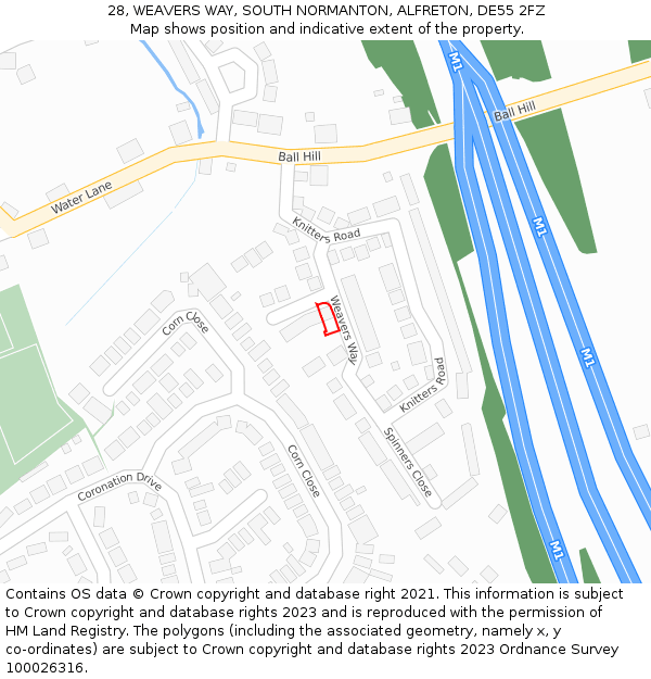 28, WEAVERS WAY, SOUTH NORMANTON, ALFRETON, DE55 2FZ: Location map and indicative extent of plot