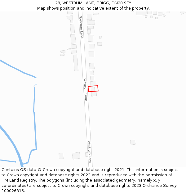 28, WESTRUM LANE, BRIGG, DN20 9EY: Location map and indicative extent of plot