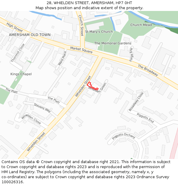 28, WHIELDEN STREET, AMERSHAM, HP7 0HT: Location map and indicative extent of plot