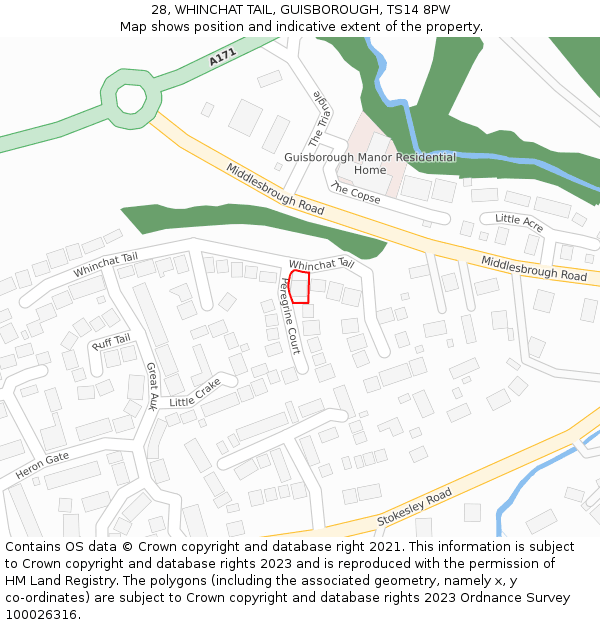 28, WHINCHAT TAIL, GUISBOROUGH, TS14 8PW: Location map and indicative extent of plot