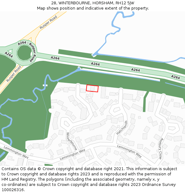 28, WINTERBOURNE, HORSHAM, RH12 5JW: Location map and indicative extent of plot