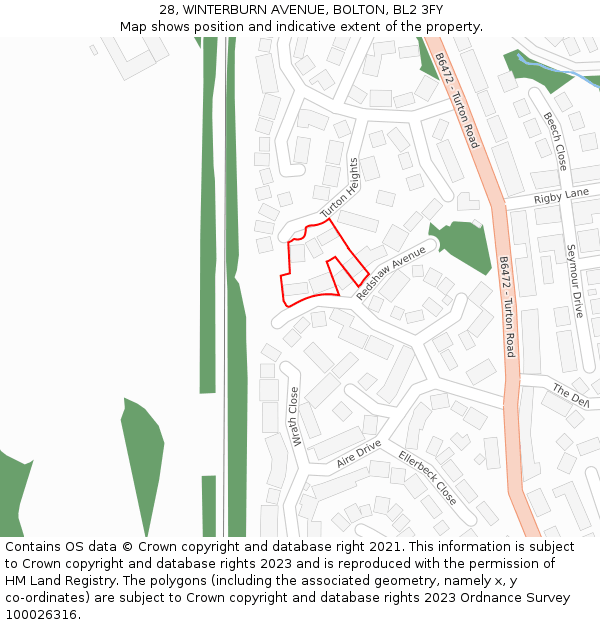 28, WINTERBURN AVENUE, BOLTON, BL2 3FY: Location map and indicative extent of plot