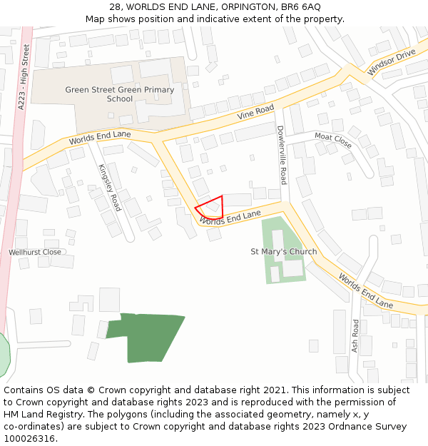 28, WORLDS END LANE, ORPINGTON, BR6 6AQ: Location map and indicative extent of plot