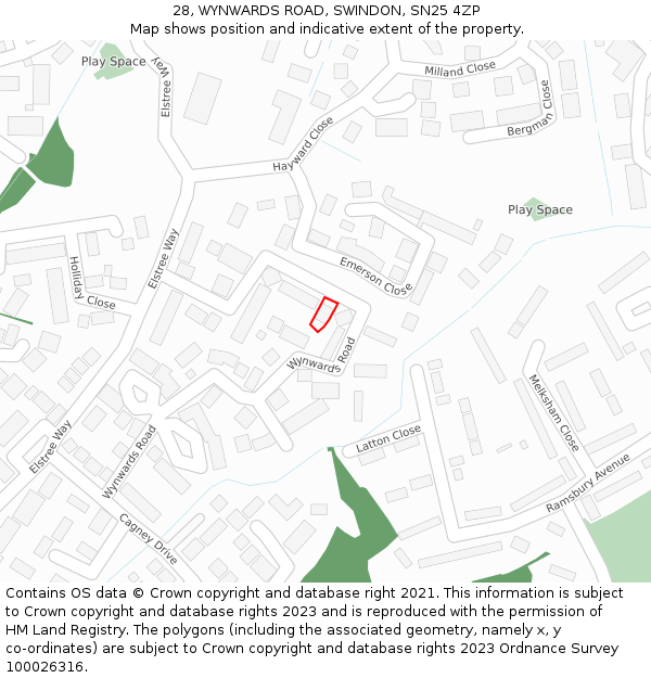 28, WYNWARDS ROAD, SWINDON, SN25 4ZP: Location map and indicative extent of plot