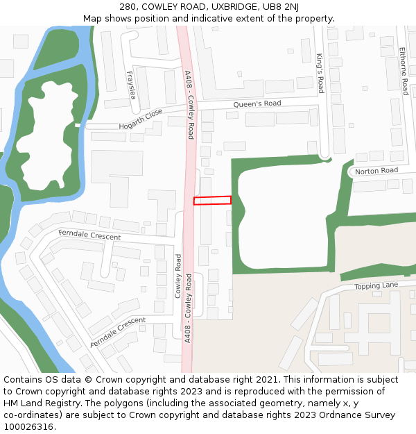 280, COWLEY ROAD, UXBRIDGE, UB8 2NJ: Location map and indicative extent of plot