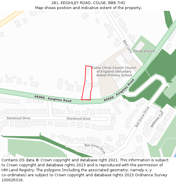 281, KEIGHLEY ROAD, COLNE, BB8 7HD: Location map and indicative extent of plot