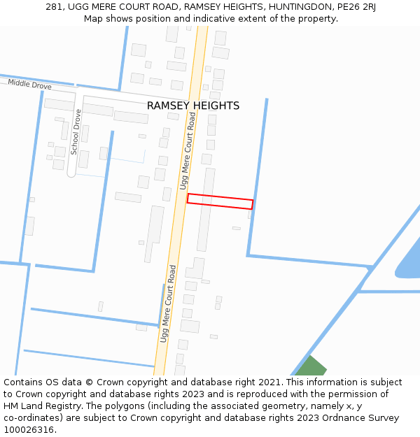 281, UGG MERE COURT ROAD, RAMSEY HEIGHTS, HUNTINGDON, PE26 2RJ: Location map and indicative extent of plot