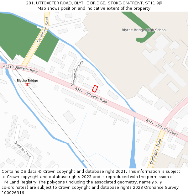 281, UTTOXETER ROAD, BLYTHE BRIDGE, STOKE-ON-TRENT, ST11 9JR: Location map and indicative extent of plot