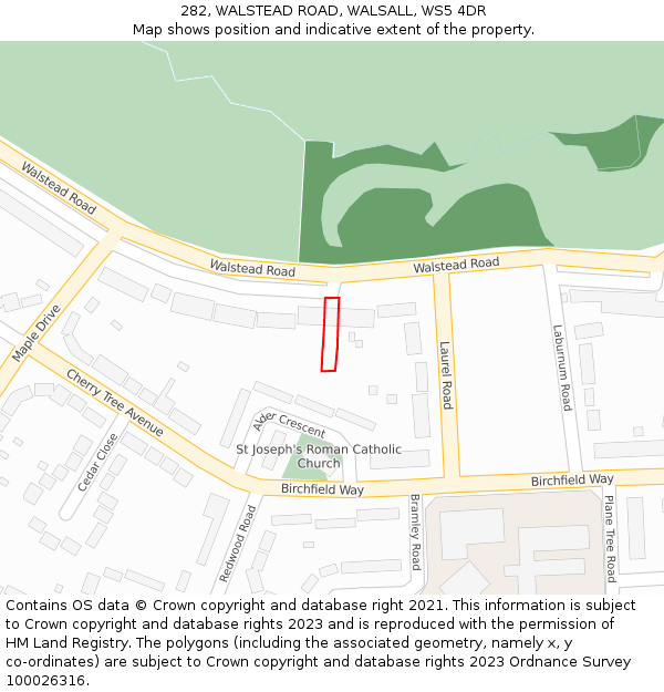 282, WALSTEAD ROAD, WALSALL, WS5 4DR: Location map and indicative extent of plot