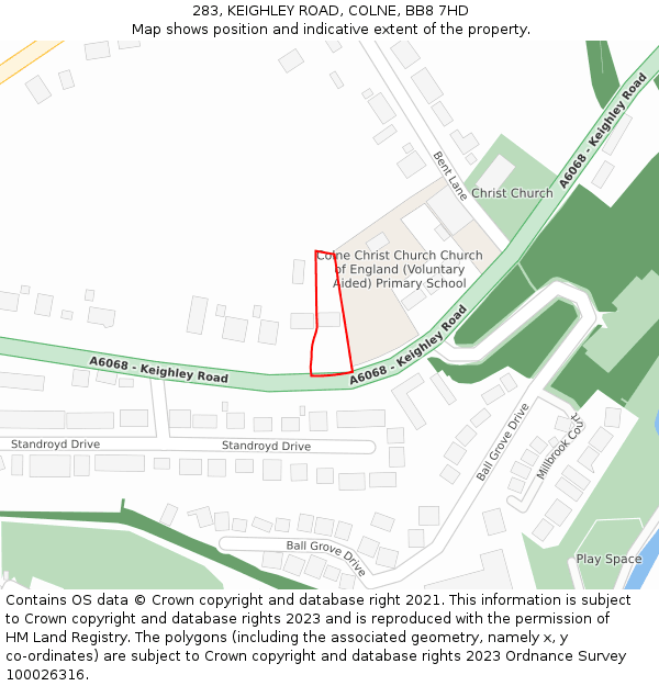 283, KEIGHLEY ROAD, COLNE, BB8 7HD: Location map and indicative extent of plot