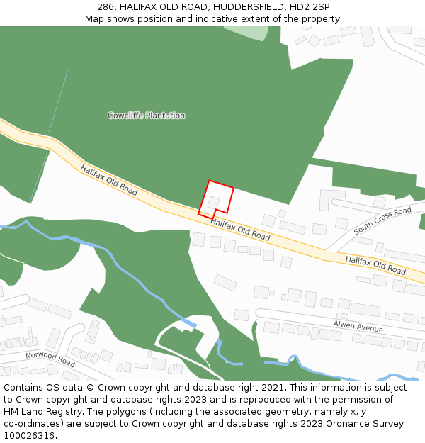 286, HALIFAX OLD ROAD, HUDDERSFIELD, HD2 2SP: Location map and indicative extent of plot