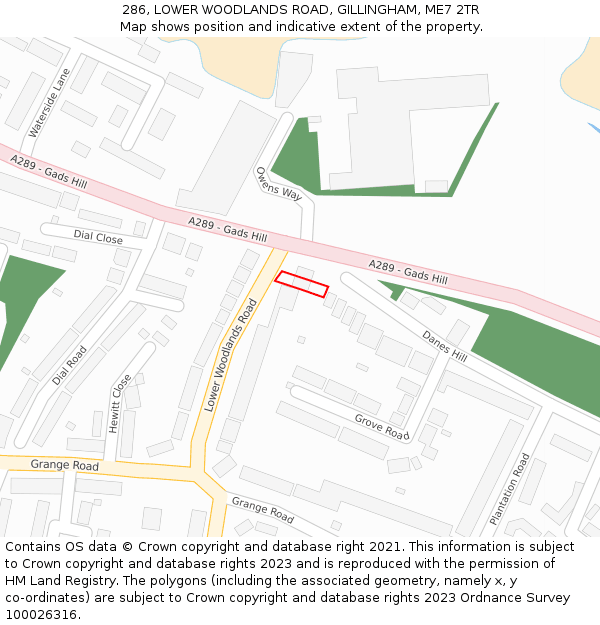 286, LOWER WOODLANDS ROAD, GILLINGHAM, ME7 2TR: Location map and indicative extent of plot