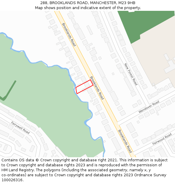 288, BROOKLANDS ROAD, MANCHESTER, M23 9HB: Location map and indicative extent of plot