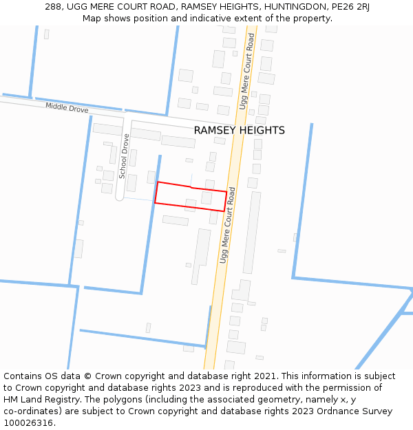 288, UGG MERE COURT ROAD, RAMSEY HEIGHTS, HUNTINGDON, PE26 2RJ: Location map and indicative extent of plot