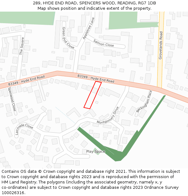 289, HYDE END ROAD, SPENCERS WOOD, READING, RG7 1DB: Location map and indicative extent of plot