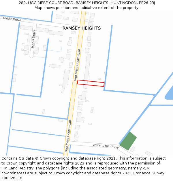 289, UGG MERE COURT ROAD, RAMSEY HEIGHTS, HUNTINGDON, PE26 2RJ: Location map and indicative extent of plot