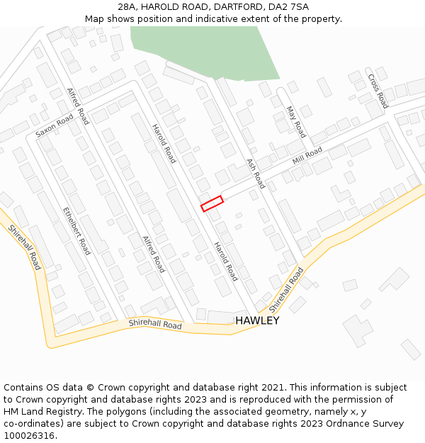 28A, HAROLD ROAD, DARTFORD, DA2 7SA: Location map and indicative extent of plot