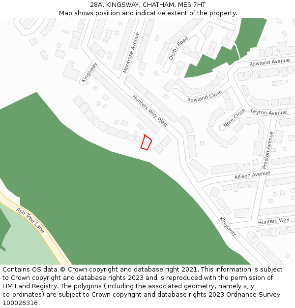 28A, KINGSWAY, CHATHAM, ME5 7HT: Location map and indicative extent of plot