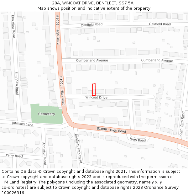 28A, WINCOAT DRIVE, BENFLEET, SS7 5AH: Location map and indicative extent of plot