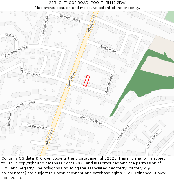 28B, GLENCOE ROAD, POOLE, BH12 2DW: Location map and indicative extent of plot