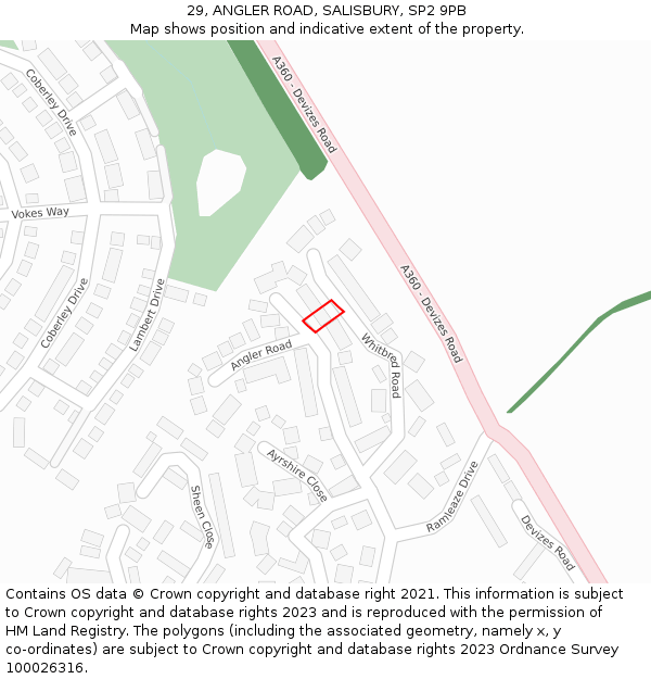 29, ANGLER ROAD, SALISBURY, SP2 9PB: Location map and indicative extent of plot