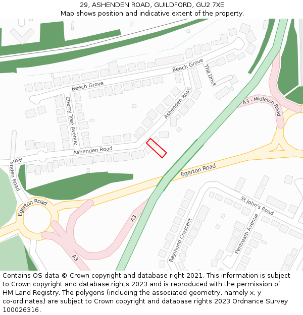 29, ASHENDEN ROAD, GUILDFORD, GU2 7XE: Location map and indicative extent of plot