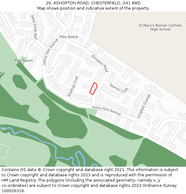 29, ASHOPTON ROAD, CHESTERFIELD, S41 8WD: Location map and indicative extent of plot