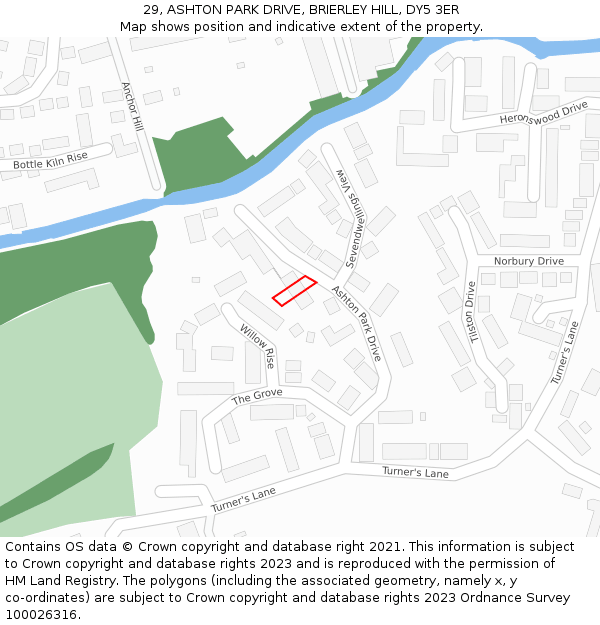 29, ASHTON PARK DRIVE, BRIERLEY HILL, DY5 3ER: Location map and indicative extent of plot