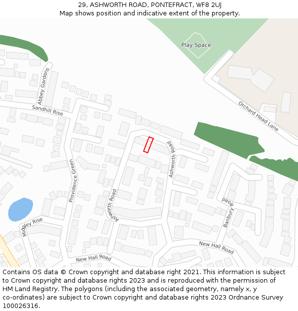 29, ASHWORTH ROAD, PONTEFRACT, WF8 2UJ: Location map and indicative extent of plot