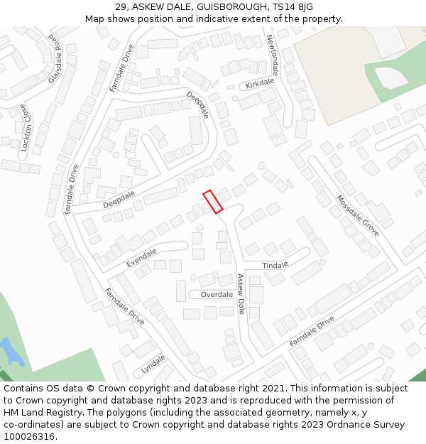 29, ASKEW DALE, GUISBOROUGH, TS14 8JG: Location map and indicative extent of plot