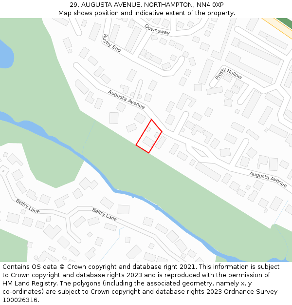 29, AUGUSTA AVENUE, NORTHAMPTON, NN4 0XP: Location map and indicative extent of plot