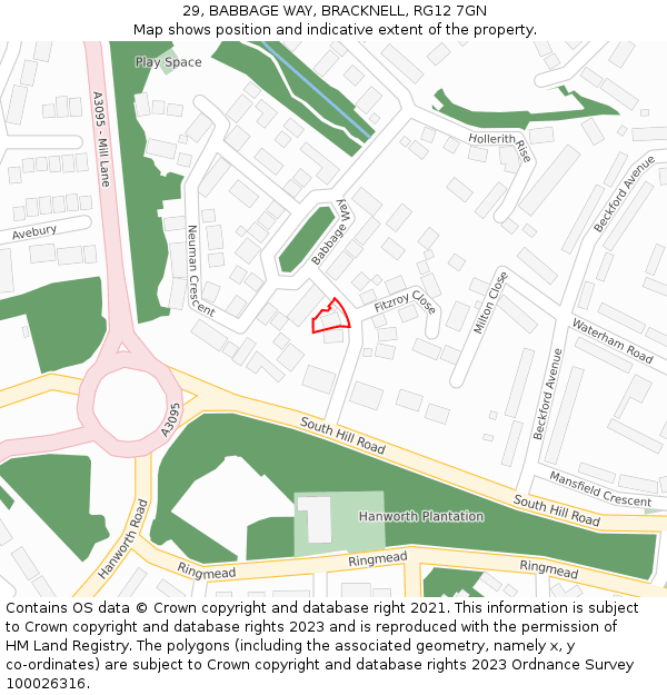 29, BABBAGE WAY, BRACKNELL, RG12 7GN: Location map and indicative extent of plot